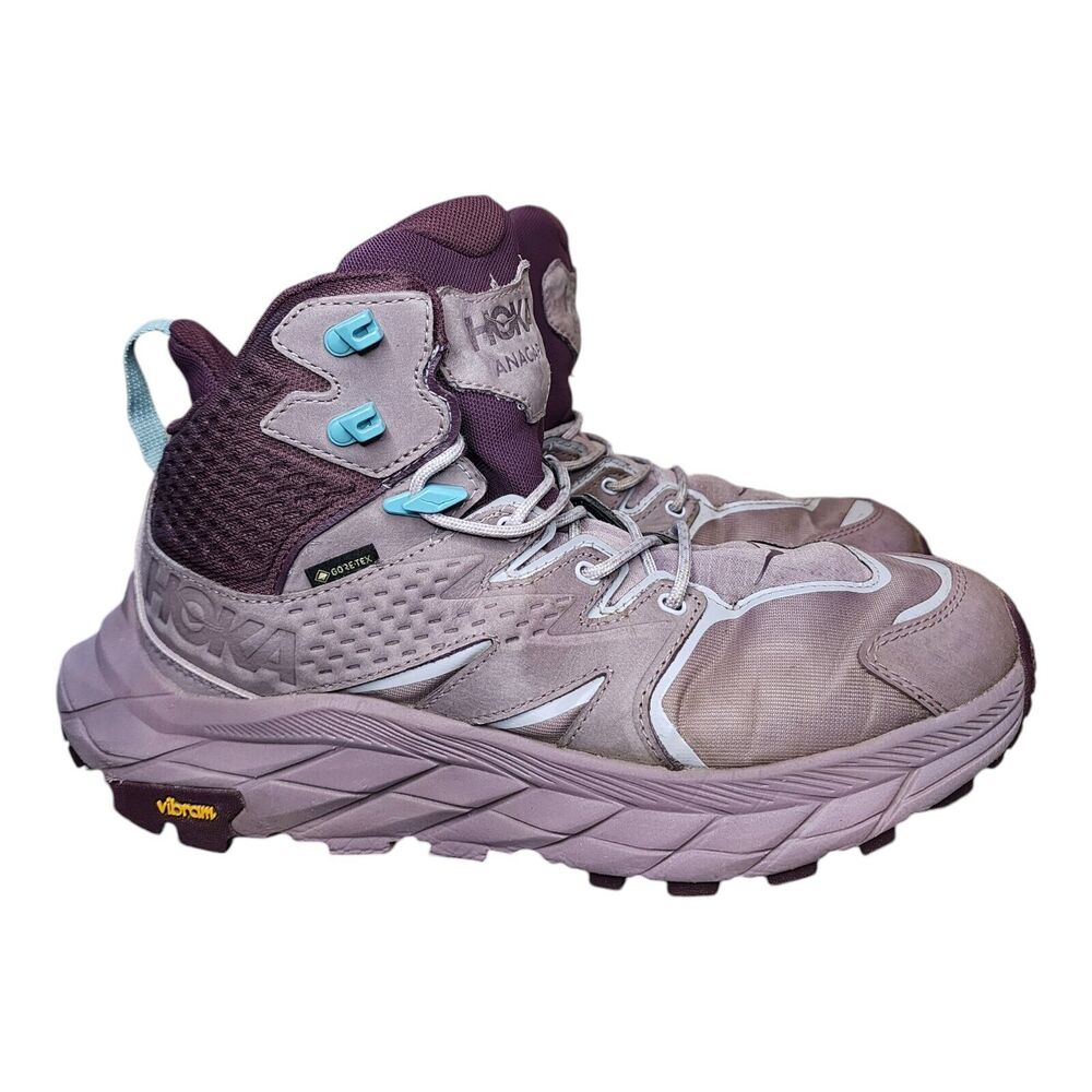 Hoka Anacapa Boots Hiking Mid GTX Waterproof Vibram Purple Womens Size 9